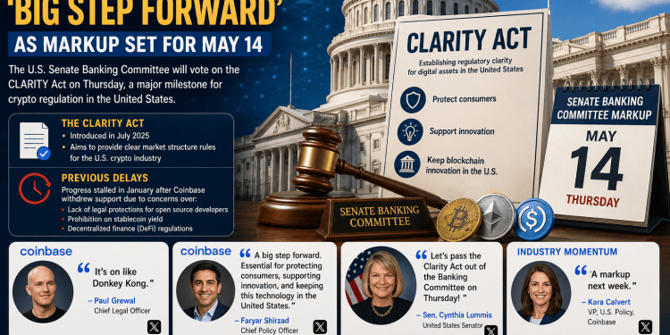 CLARITY Act Advances as Senate Banking Committee Schedules Key Vote for May 14