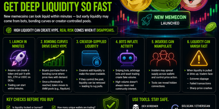 New Memecoins Can Look Liquid Fast — But That Doesn’t Always Mean They’re Safe