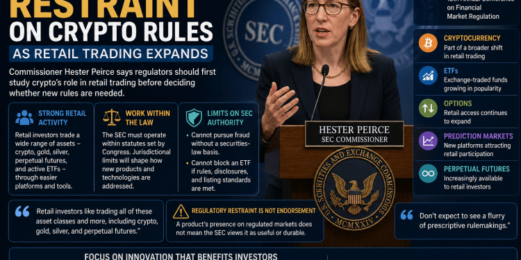 SEC Commissioner Calls for Cautious Approach to Crypto Regulation Amid Growing Retail Trading Activity