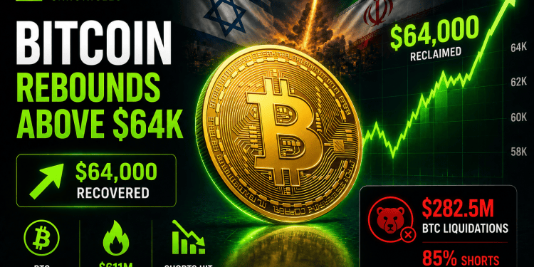 Bitcoin Rebounds Above $64,000 as $611 Million in Crypto Liquidations Shake Derivatives Markets