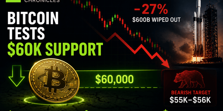 Bitcoin Tests $60K Support as Tech Selloff Intensifies Following SpaceX Decline
