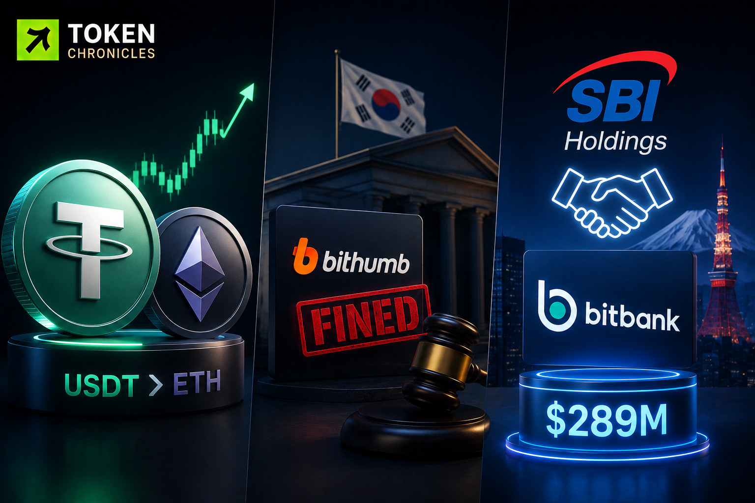 Crypto Daily: USDT Overtakes Ethereum, Bithumb Fined, SBI Expands With Bitbank Acquisition