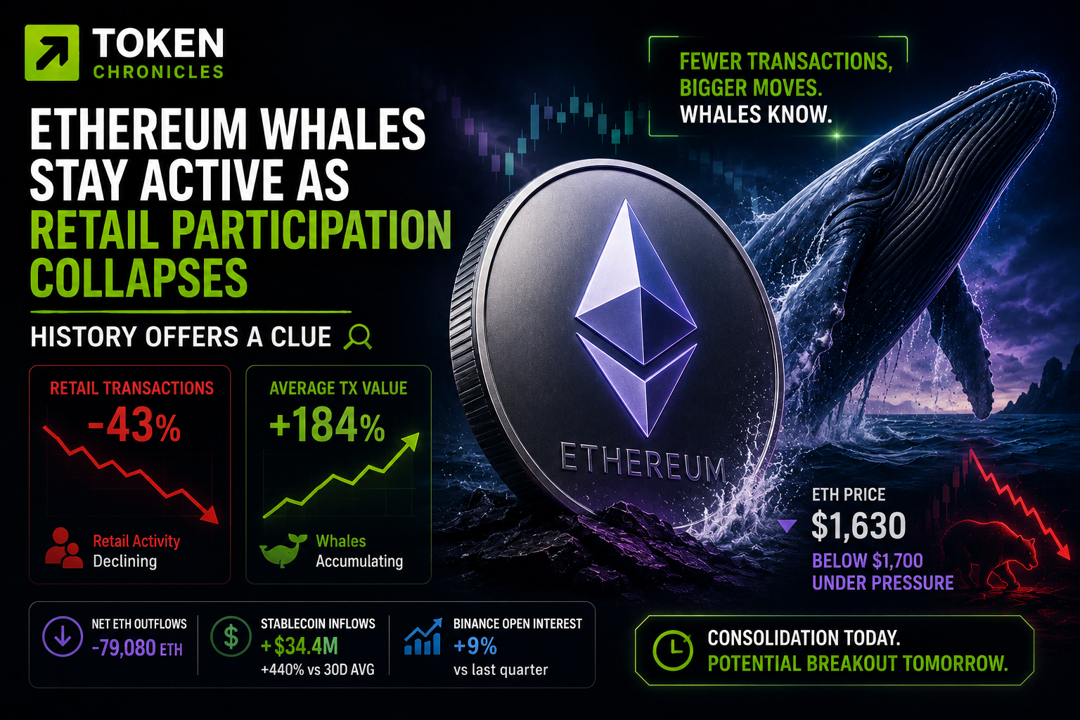 Ethereum Whales Remain Active as Retail Participation Fades  On Chain Data Points to Quiet Accumulation