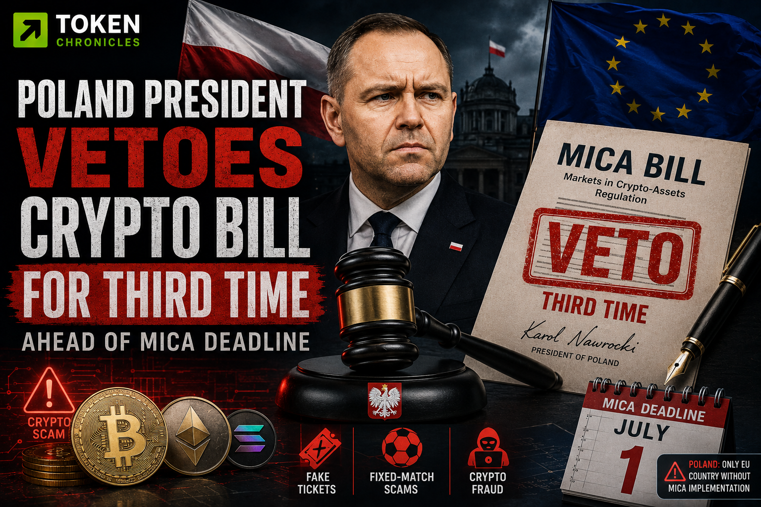 Polish President Blocks Crypto Regulation Bill for Third Time as MiCA Deadline Approaches