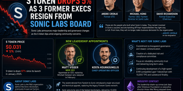 Sonic Token Slides as Key Founders Exit Board Amid Major Leadership Overhaul
