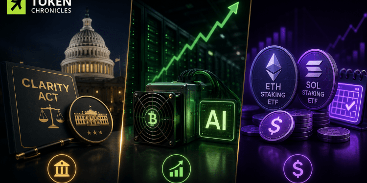 Crypto Daily: CLARITY Act push intensifies, Bitcoin miners rally on AI deals, Grayscale plans staking payouts