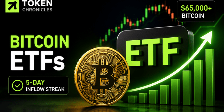 Bitcoin ETFs extend Five-Day inflow streak as BTC reclaims $65,000