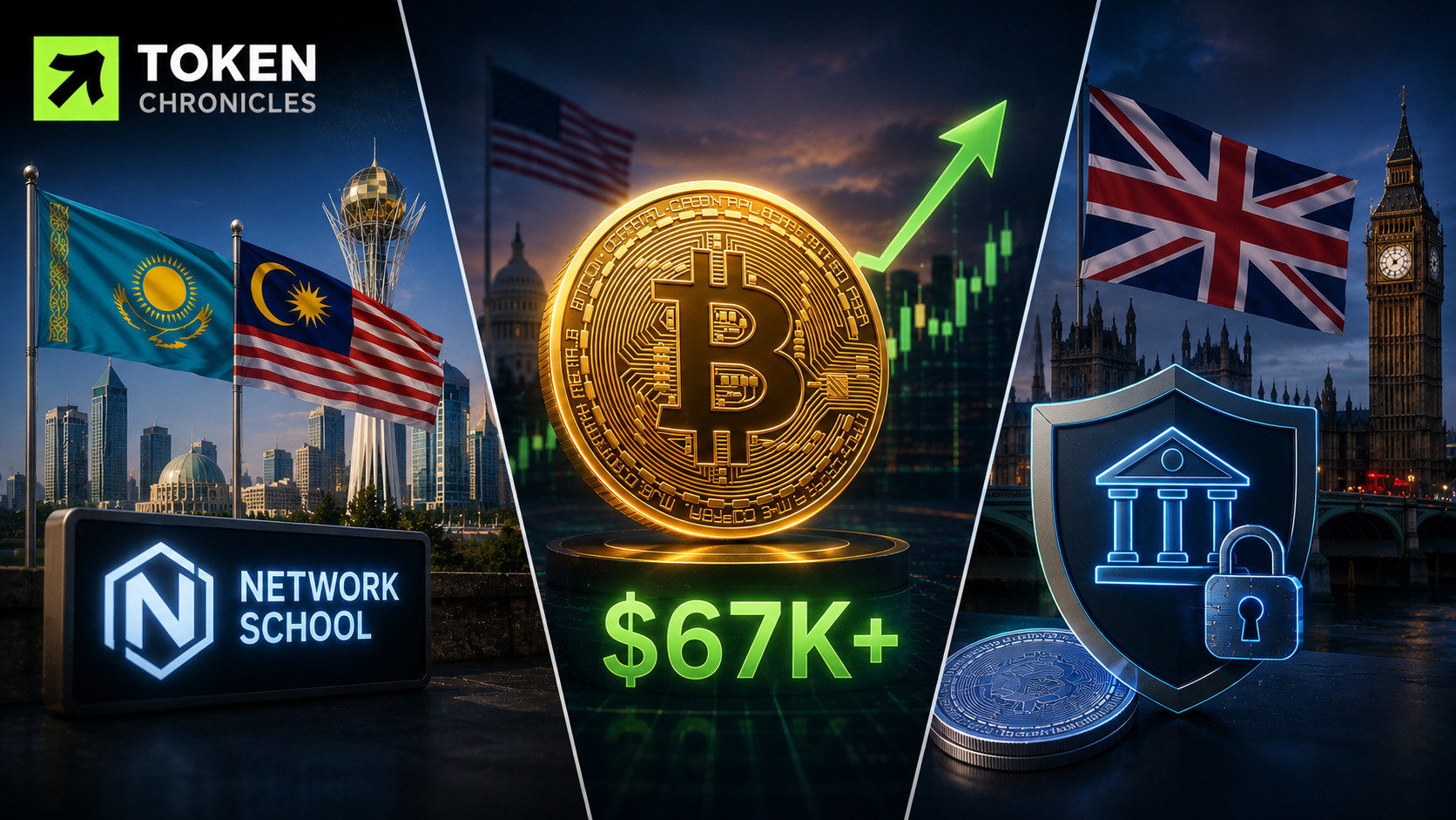 Crypto Today: Network School eyes Kazakhstan, Bitcoin reclaims $67K, UK probes crypto banking barriers