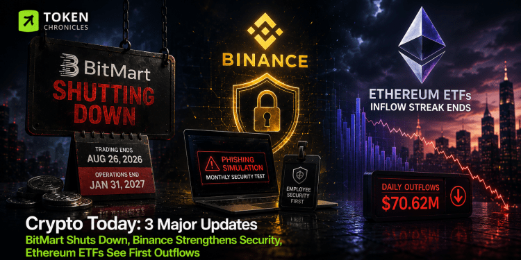Crypto Today: BitMart announces shutdown, Binance tightens security, Ethereum ETF inflows pause