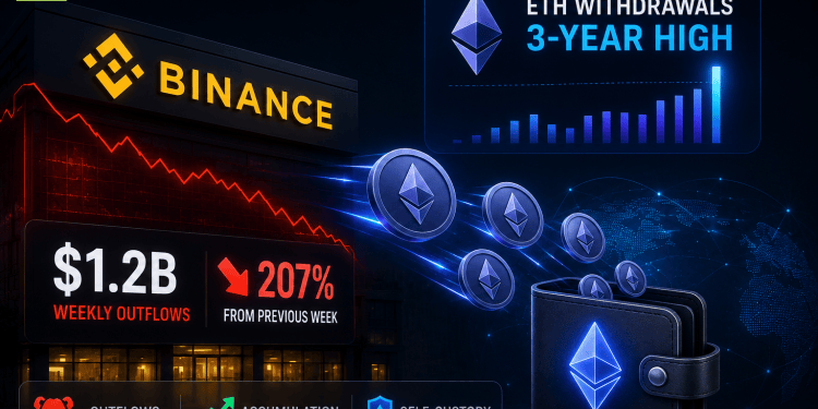 Binance Sees $1.2 Billion in Weekly Outflows as Ethereum Withdrawals Reach Three-Year High