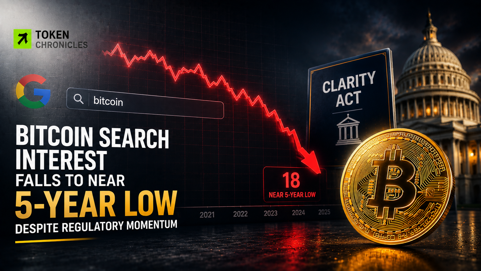 Bitcoin Search Interest Falls to Near Five-Year Low Despite Regulatory Momentum
