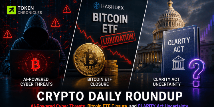 Crypto Daily Roundup: AI-Powered Cyber Threats, Bitcoin ETF Closure, and CLARITY Act Uncertainty
