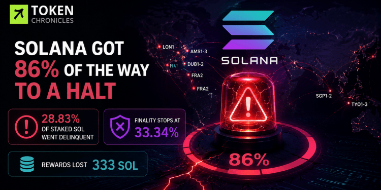 Solana Nearly Reached a Network Halt After Routing Incident Affected 28.8% of Staked SOL