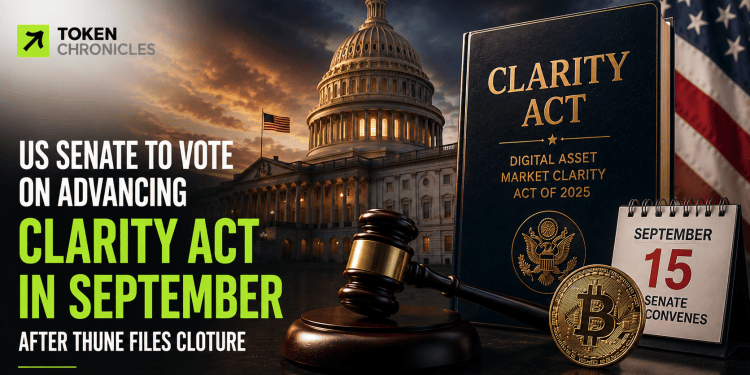 US Senate Sets September Vote to Advance CLARITY Act as Thune Files Cloture