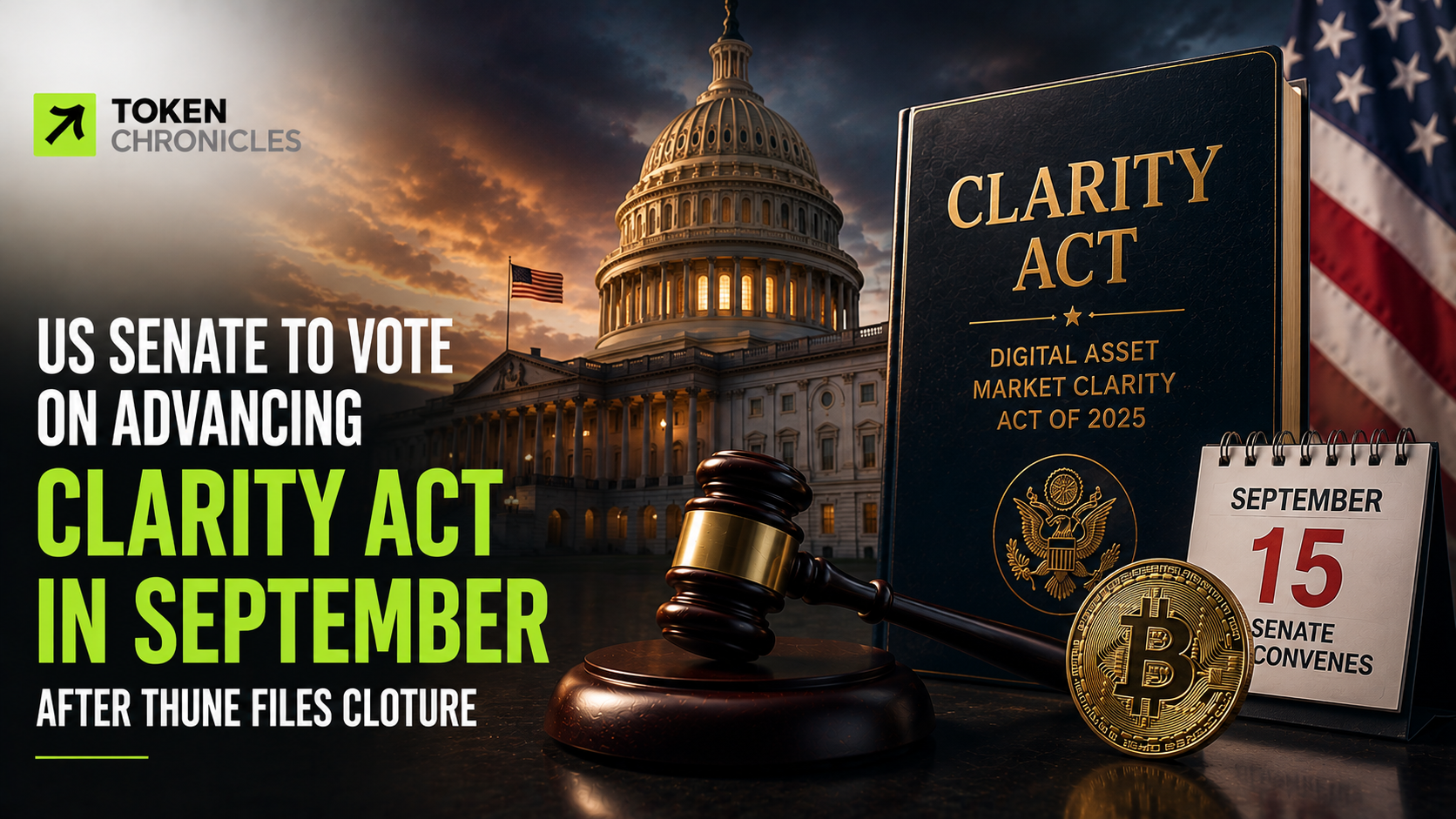 US Senate Sets September Vote to Advance CLARITY Act as Thune Files Cloture