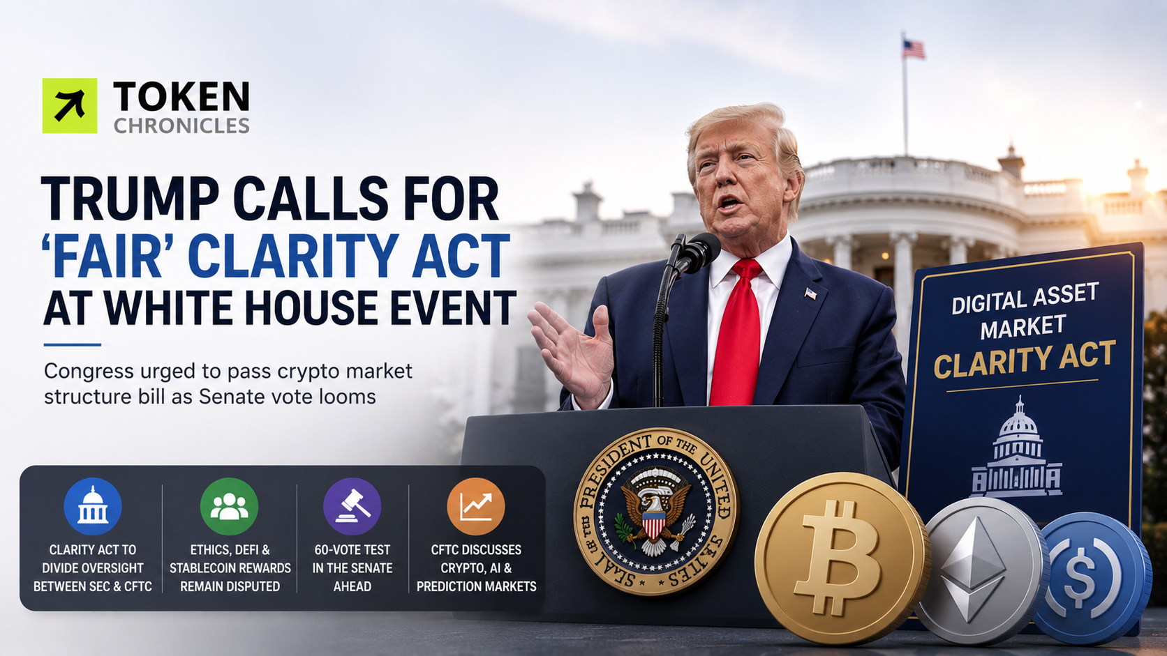 Trump Urges Congress to Pass “Fair” CLARITY Act as Senate Vote Looms
