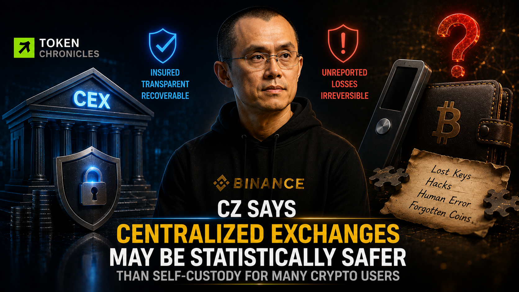 CZ Says Centralized Exchanges May Be Statistically Safer Than Self-Custody for Many Crypto Users