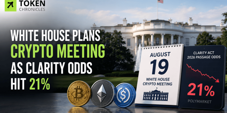 White House Plans Crypto Meeting as CLARITY Act Passage Odds Fall to 21%
