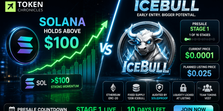 Solana Holds Above $100 as IceBull Presale Draws Attention in August Crypto Market