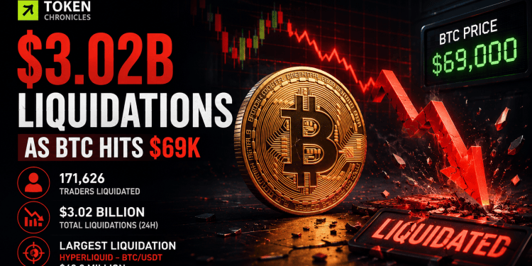 $3.02B in Crypto Liquidations as Bitcoin Reclaims $69K