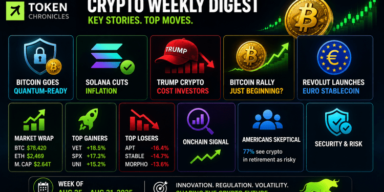 Bitcoin Advances Quantum Protection as Solana Cuts Issuance: Weekly Crypto Digest