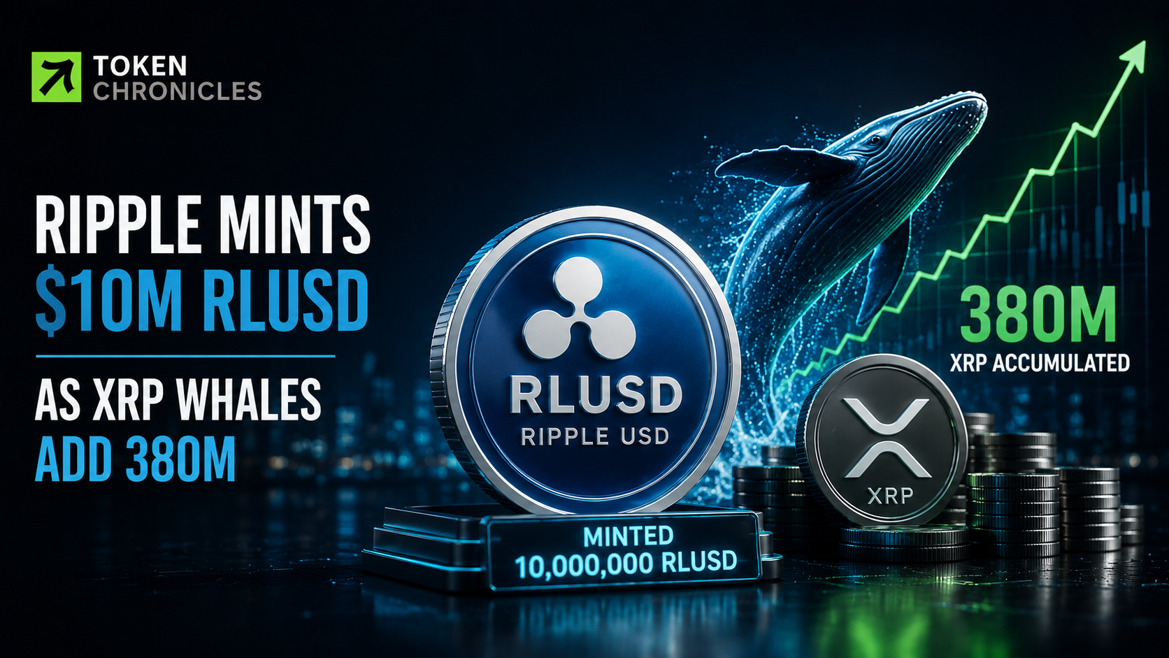 Ripple Mints $10M RLUSD as XRP Whales Accumulate 380M Tokens