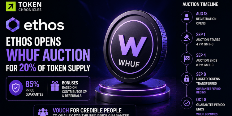 Ethos to Auction 20% of WHUF Token Supply Starting September 1