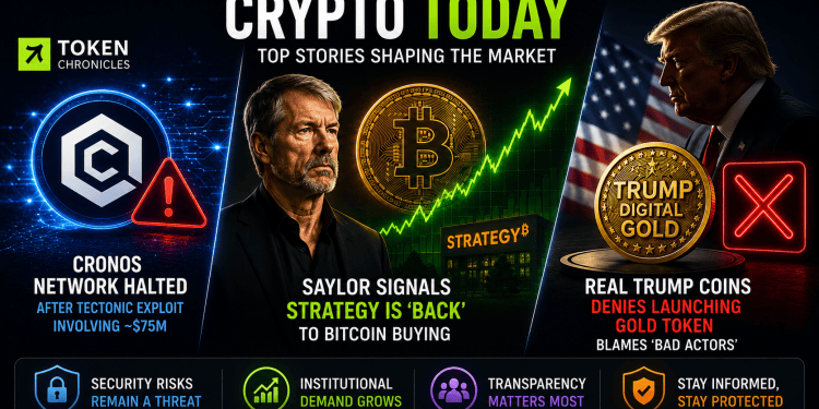 Crypto Today: Cronos Exploit, Strategy’s Bitcoin Signal and Trump Token Dispute