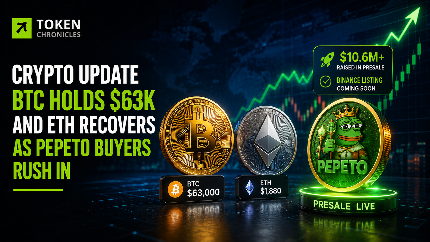 Crypto Update: Bitcoin Holds $63K as Ethereum Recovers and Pepeto Presale Gains Momentum