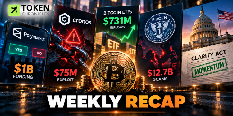 Polymarket Targets $1B Raise, Cronos Rewinds After $75M Exploit, Bitcoin ETFs Pull In $731M | Weekly Recap