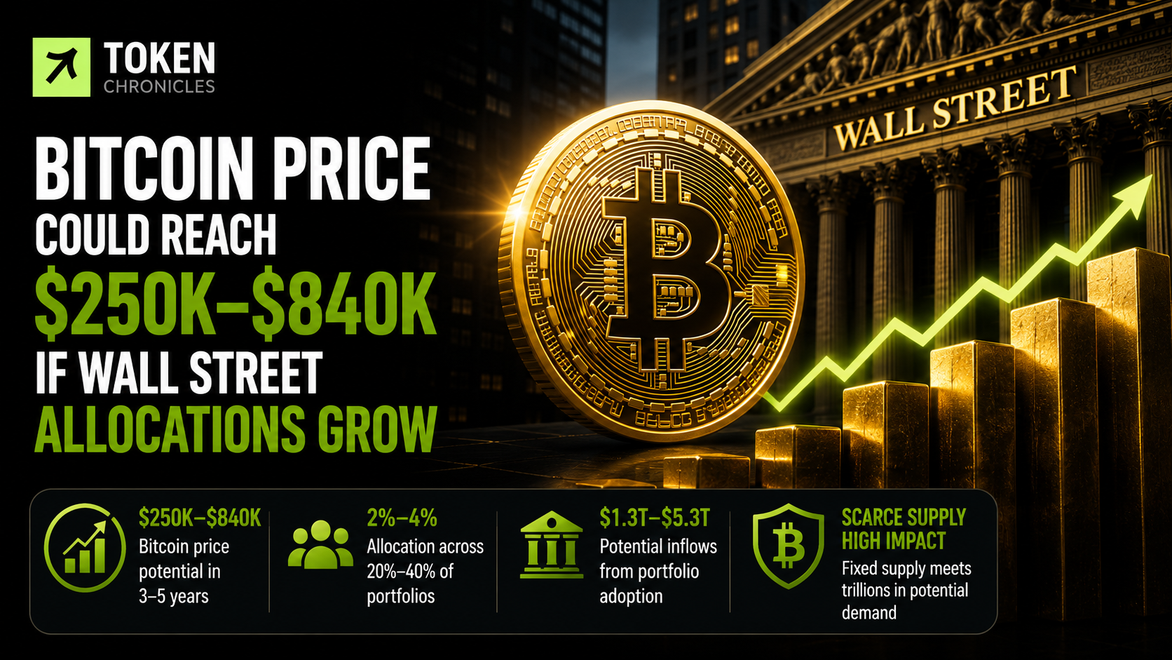 Bitcoin Could Reach $250K–$840K as Wall Street Allocations Expand