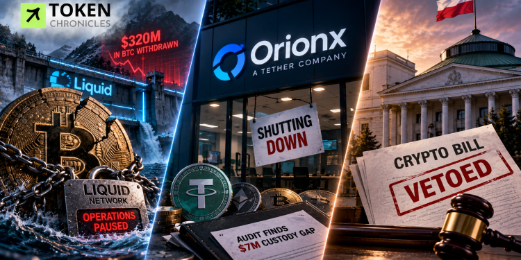 Crypto Today: Liquid Halts Activity After $320M Bitcoin Withdrawal, Orionx Shuts Down and Poland Rejects Crypto Bill Override