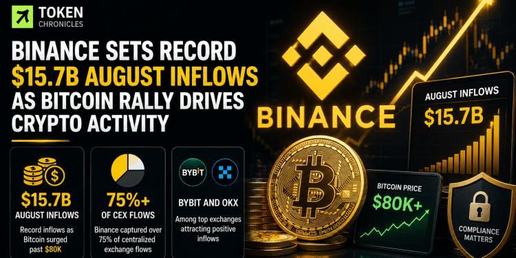 Binance Records $15.7B August Inflows as Bitcoin Rally Drives Crypto Activity