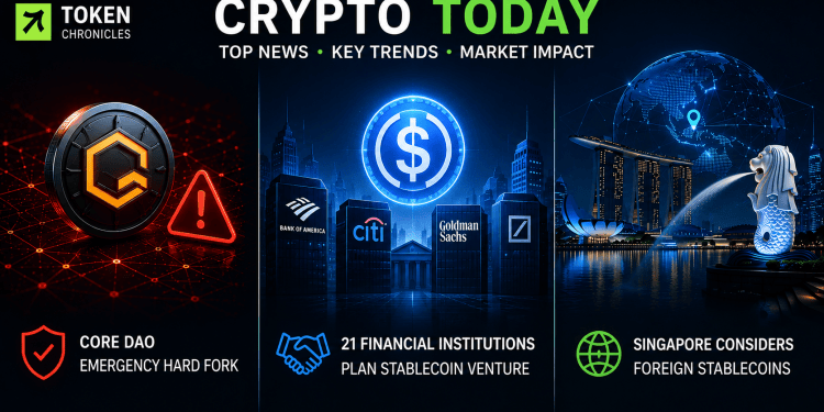 Crypto Today: Core DAO Faces Hard Fork as Banks Accelerate Stablecoin Plans